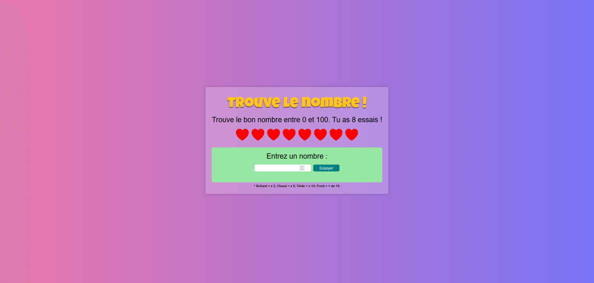 Jeu Trouve le nombre